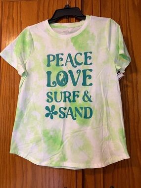 Sonoma Peace Love Surf & Sand Tye dye shirt size small NWT